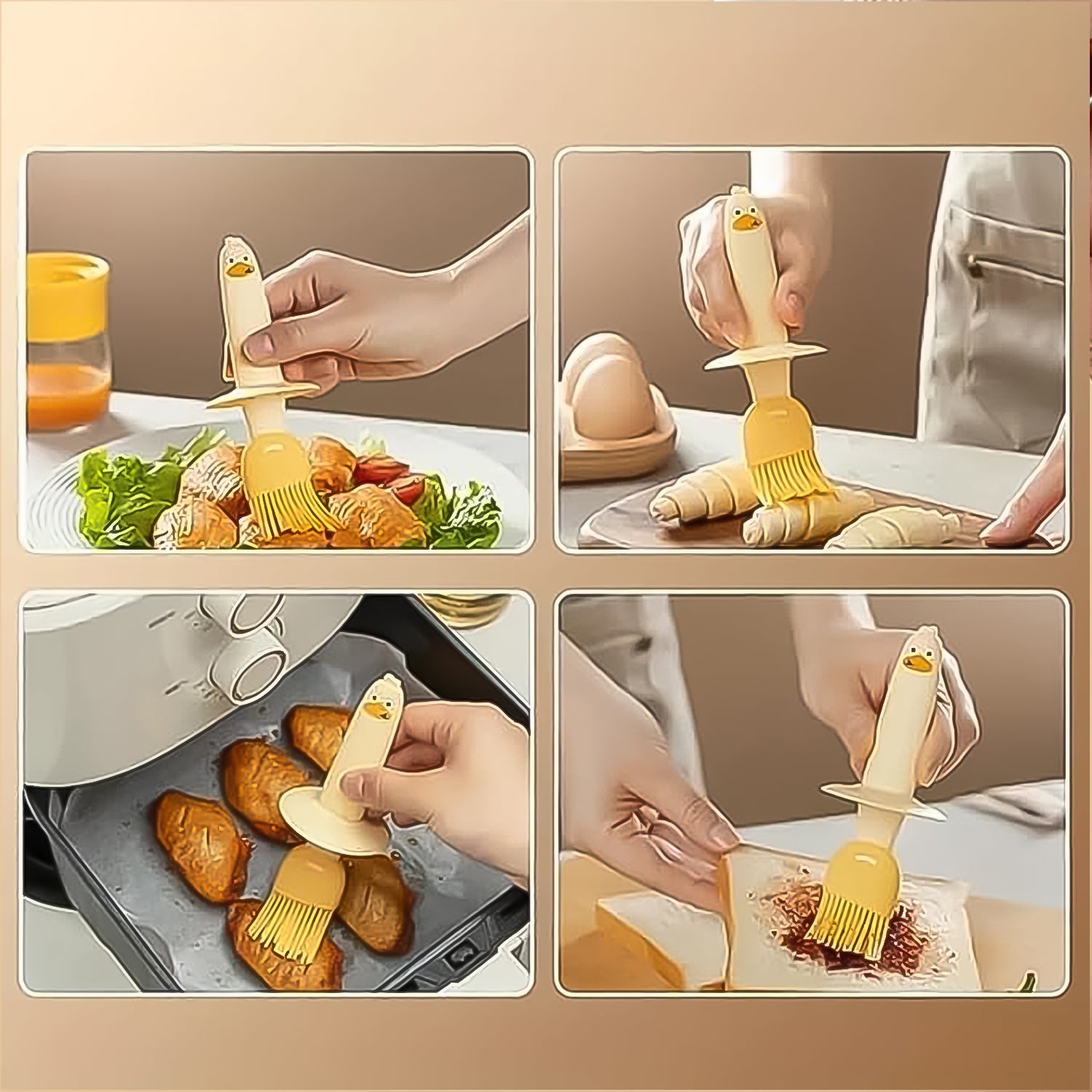 2 in 1 Oil Dispenser with Brush - Cute Kitchen Tool - Market FindsMarket Finds 2 in 1 oil dispenser with brush used for glazing chicken, baking, cooking, and spreading sauce