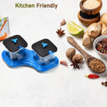 2 pcs Pickle Jar Spice Tray Kitchen Organizer - Market FindsMarket Finds2 pcs pickle jar spice tray with blue base and black lids next to various spices and lemon wedge