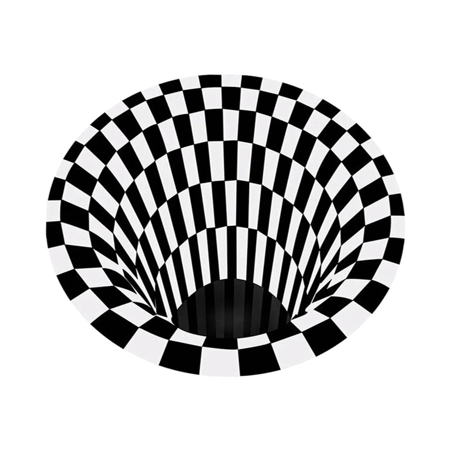 3d Illusion Round Carpet Black White Checkered - Market FindsMarket Finds3d illusion round carpet with black and white checkered vortex design for home improvement