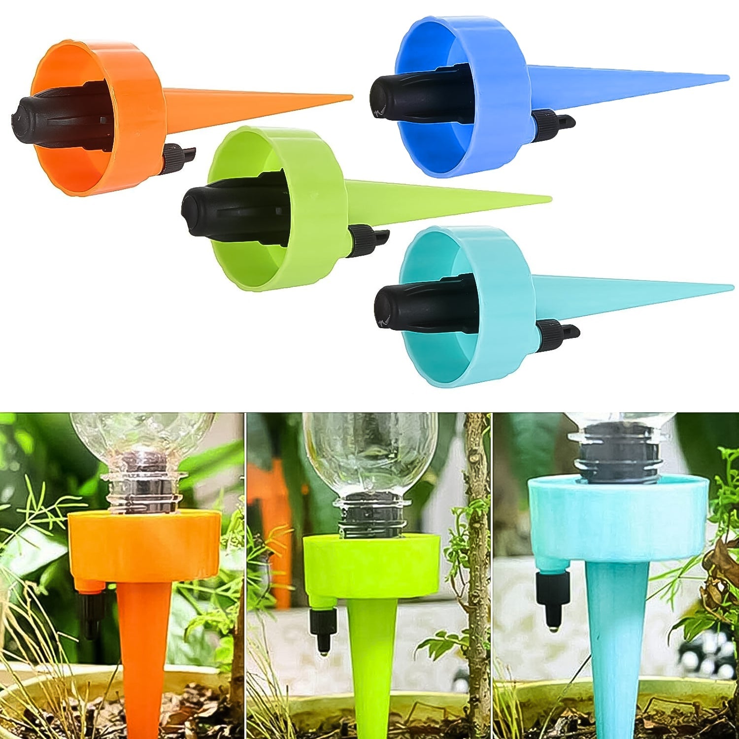 Colorful Wukusy automatic plant watering spikes for efficient garden irrigation and plant care