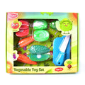 Wukusy realistic play food set featuring plastic vegetables and a blue knife for kids aged 3 and up