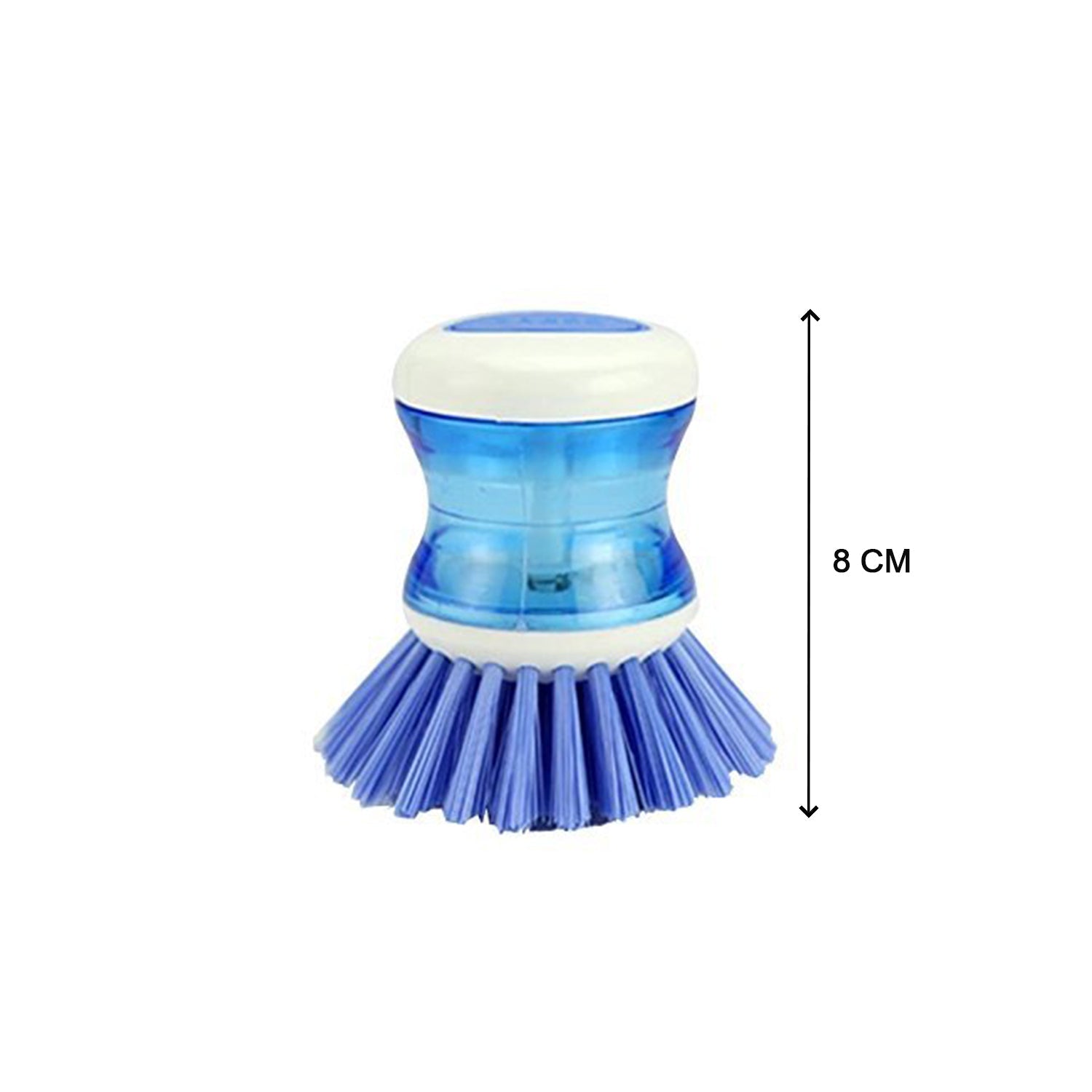 Wukusy blue cleaning brush with soap dispenser and ergonomic handle for kitchen cleaning