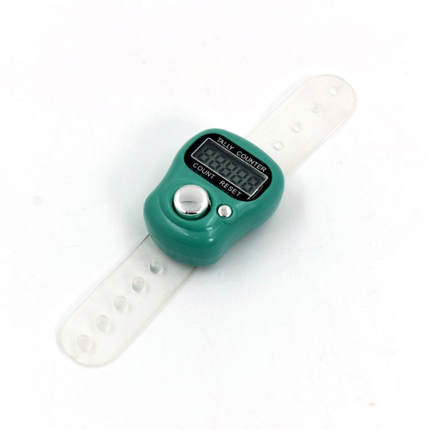 Wukusy digital finger tally counter in green with clear adjustable strap for counting tasks