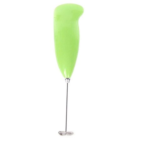 Electric Handheld Milk Frother with Steel Whisk - Market FindsMarket Findselectric handheld milk frother with green ergonomic handle for frothing coffee and milk
