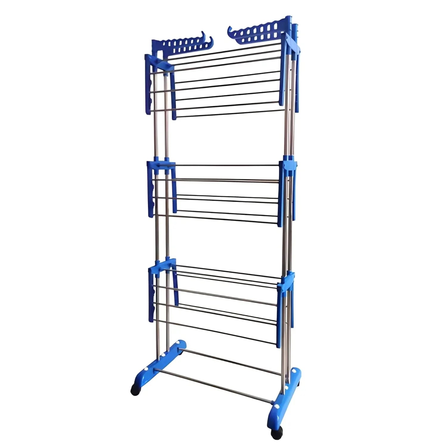 Foldable Laundry Drying Stand with Wheels - Market FindsMarket Findsfoldable laundry drying stand with multiple tiers and blue accents for efficient clothes drying