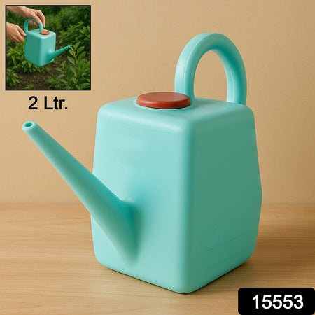 Wukusy 2 litre gardening watering can in turquoise with ergonomic handle and long spout