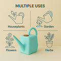 Wukusy 2 litre gardening watering can in turquoise with square body and curved handle for houseplants garden flowers and herbs