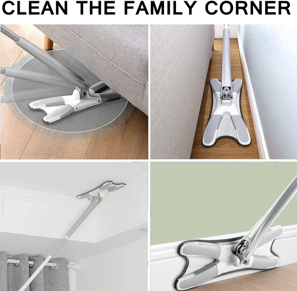 Wukusy hands-free squeeze mop cleaning hard-to-reach spaces like under furniture and along walls