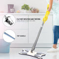 Wukusy hands-free squeeze mop with flat mop head and top handle for easy cleaning without touching dirty water