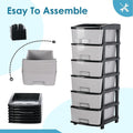 Wukusy heavy duty plastic drawer cabinet with five stackable gray and black drawers for home improvement