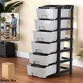 Wukusy heavy duty plastic drawer cabinet with six grey drawers and black frame for home organization