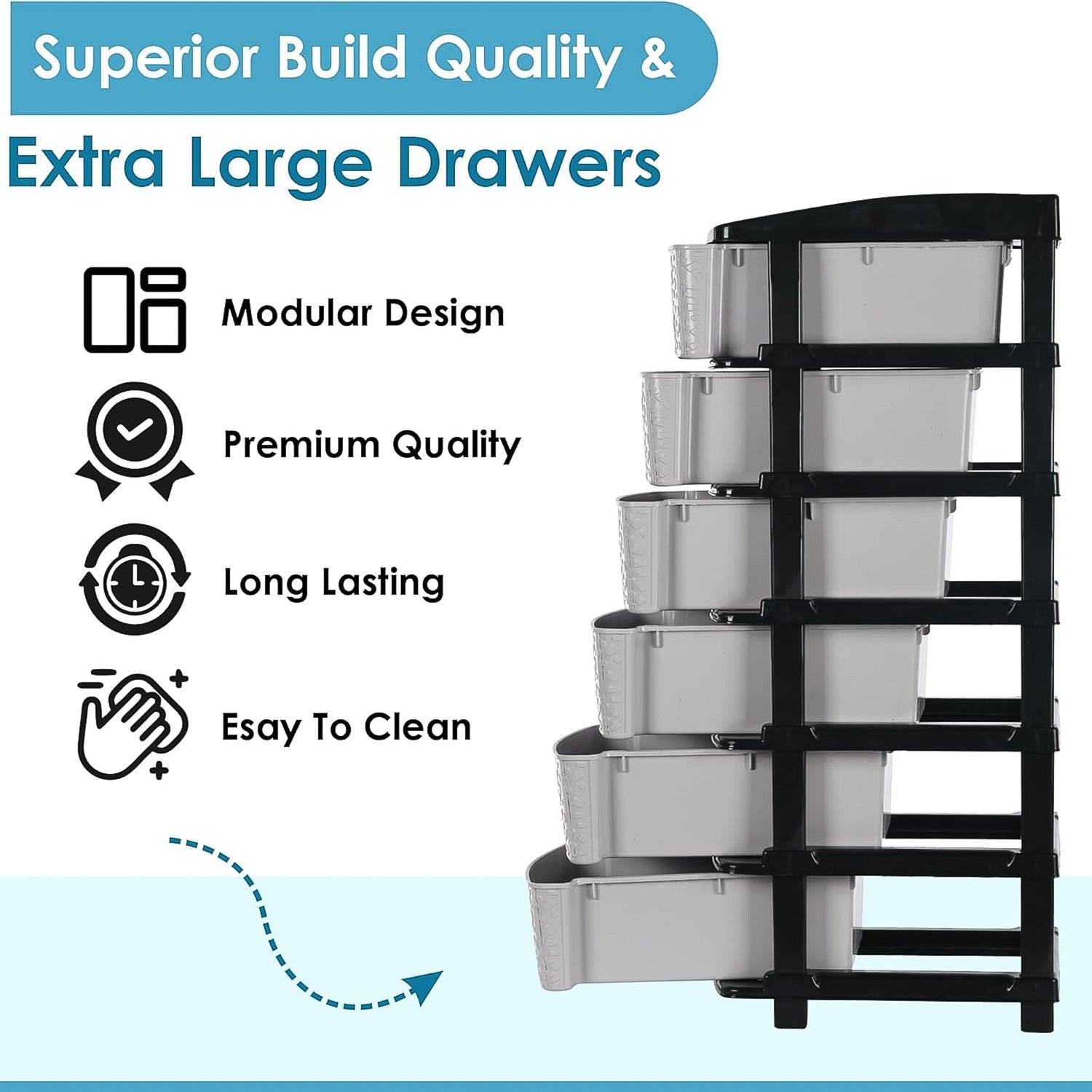 Wukusy heavy duty plastic drawer cabinet with modular design and extra large drawers for home improvement