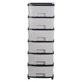 Wukusy heavy duty plastic drawer cabinet with six spacious white drawers and black frame for home organization