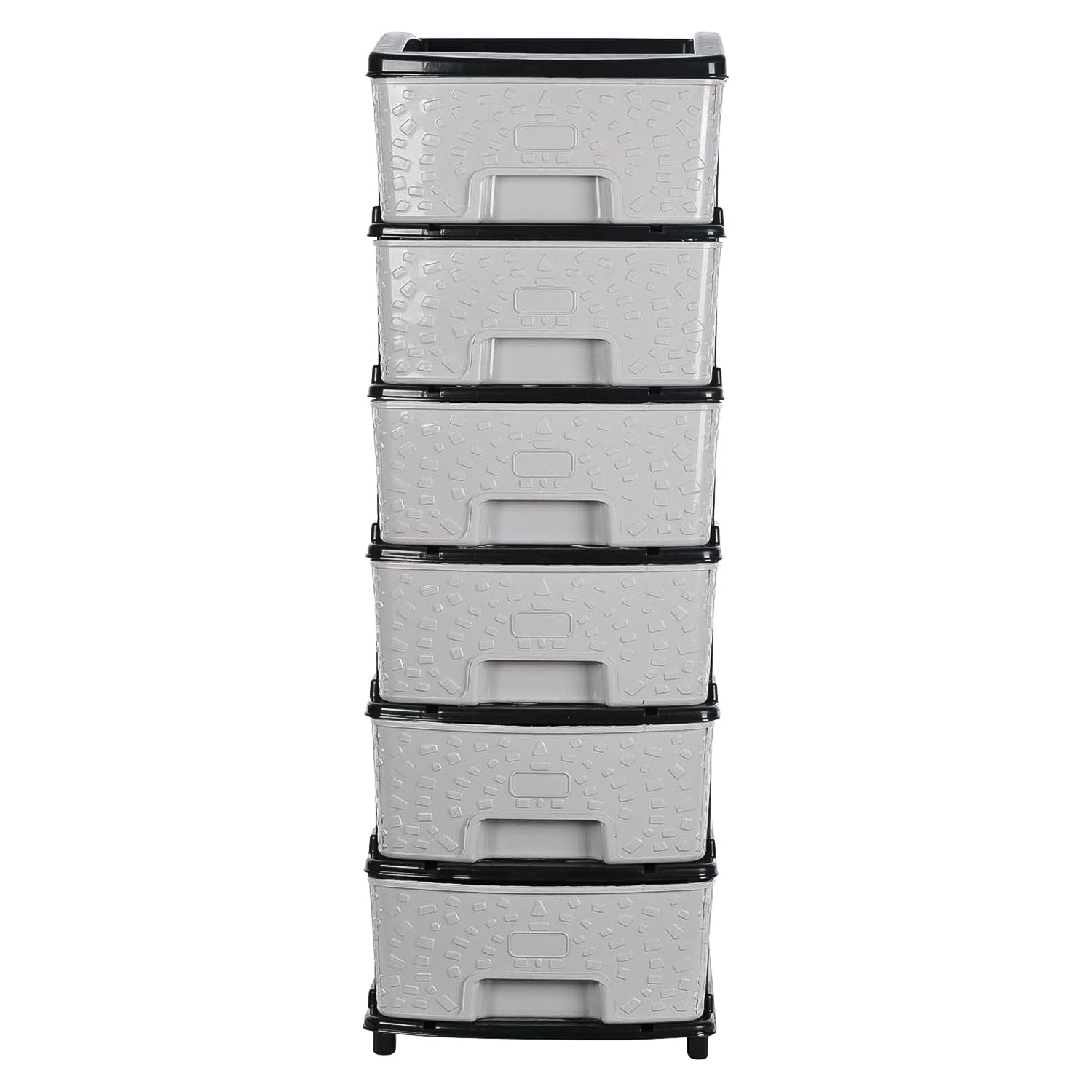 Wukusy heavy duty plastic drawer cabinet with six spacious white drawers and black frame for home organization