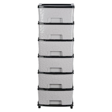 Wukusy heavy duty plastic drawer cabinet with six spacious white drawers and black frame for home organization