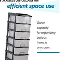 Wukusy heavy duty plastic drawer cabinet with six stackable drawers for efficient space use