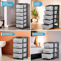 Wukusy heavy duty plastic drawer cabinet with four gray drawers displayed in home entrance living room bathroom and bedroom