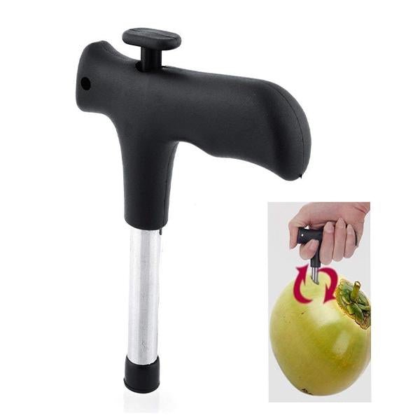 Wukusy stainless steel coconut opener with black handle for easy and safe coconut opening