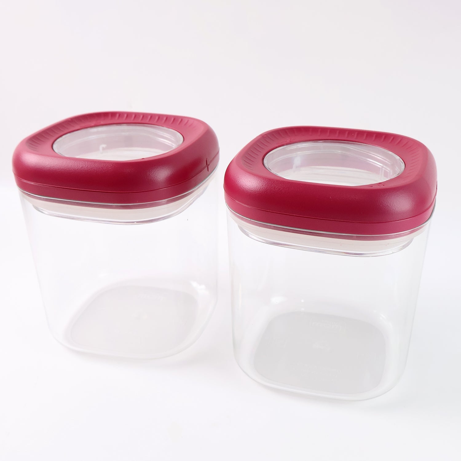 Wukusy transparent kitchen container set with red airtight lids, perfect for storing dry food items