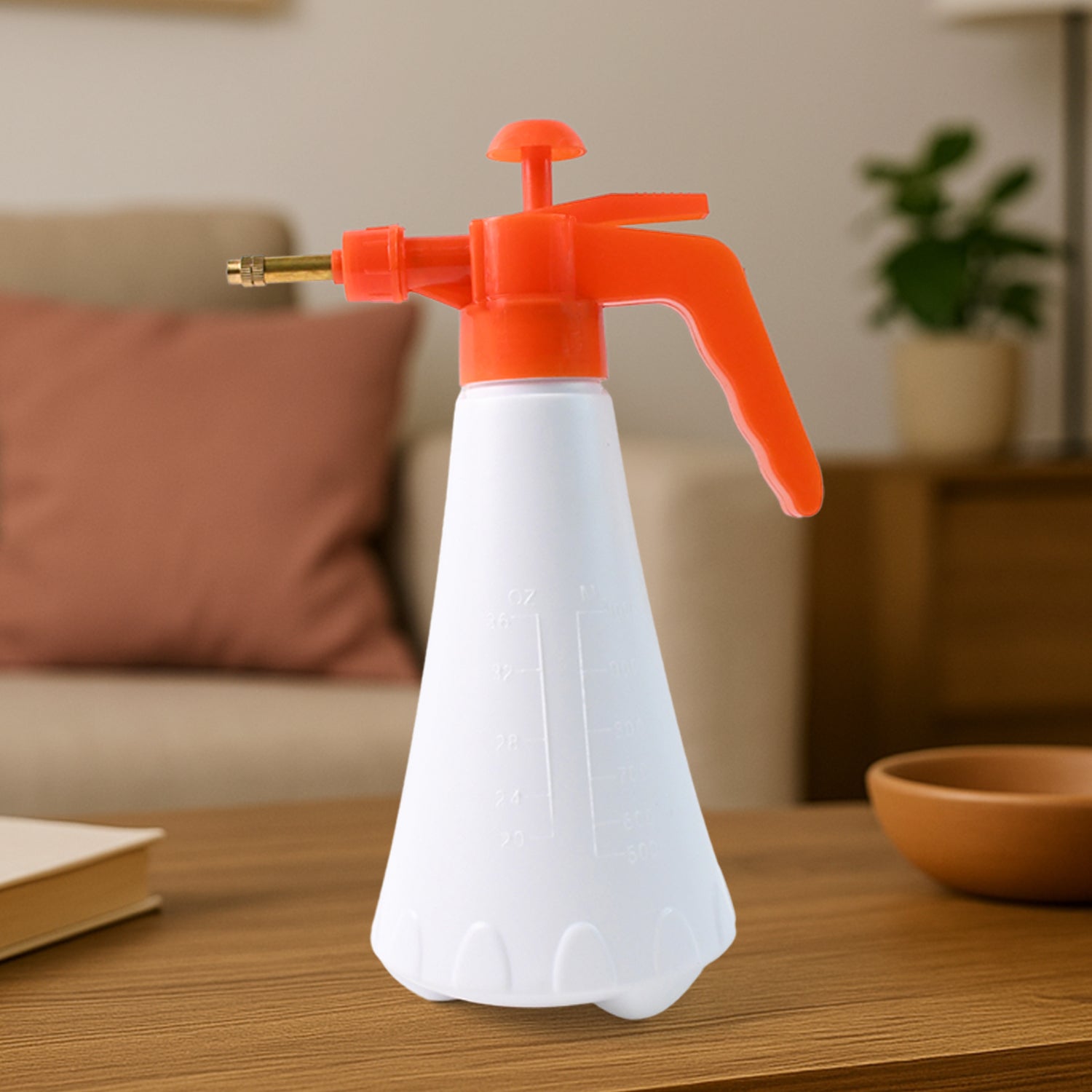 Wukusy handheld pressure water sprayer with orange nozzle and white bottle for garden use