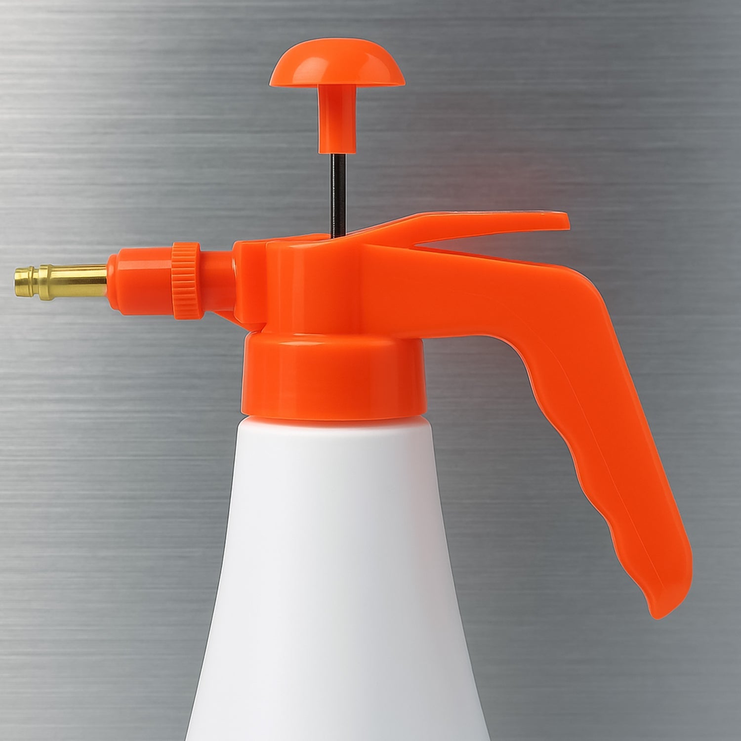 Wukusy handheld pressure water sprayer with orange handle and white bottle for gardening