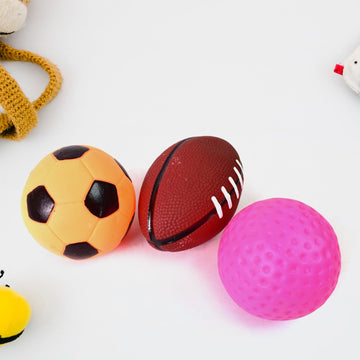 Wukusy sports squeeze balls for kids in soccer ball, football, and pink textured ball designs