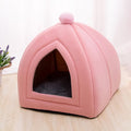 Wukusy pink luxury pet tent bed with soft plush interior and cozy dome shape for small pets