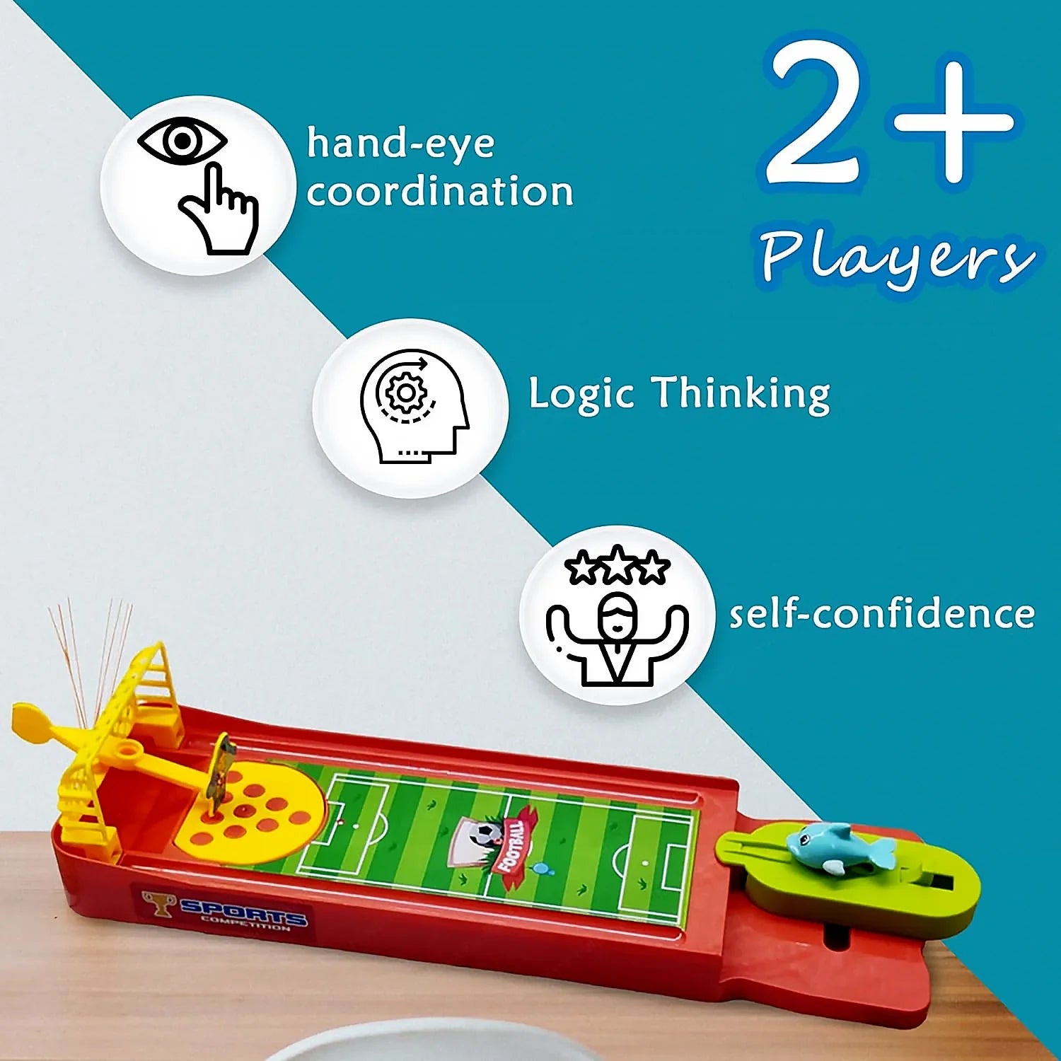 mini finger football game for kids with hand-eye coordination and logic thinking features