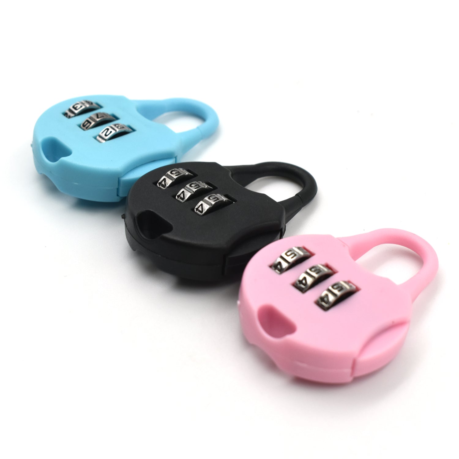 Wukusy combination lock for luggage in blue black and pink with three dials for secure travel