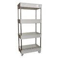 Wukusy multi layer kitchen organizer with four white trays and metal frame on wheels for easy storage