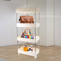 Wukusy multi layer kitchen organizer with three cream shelves holding bags and bottles in a modern room