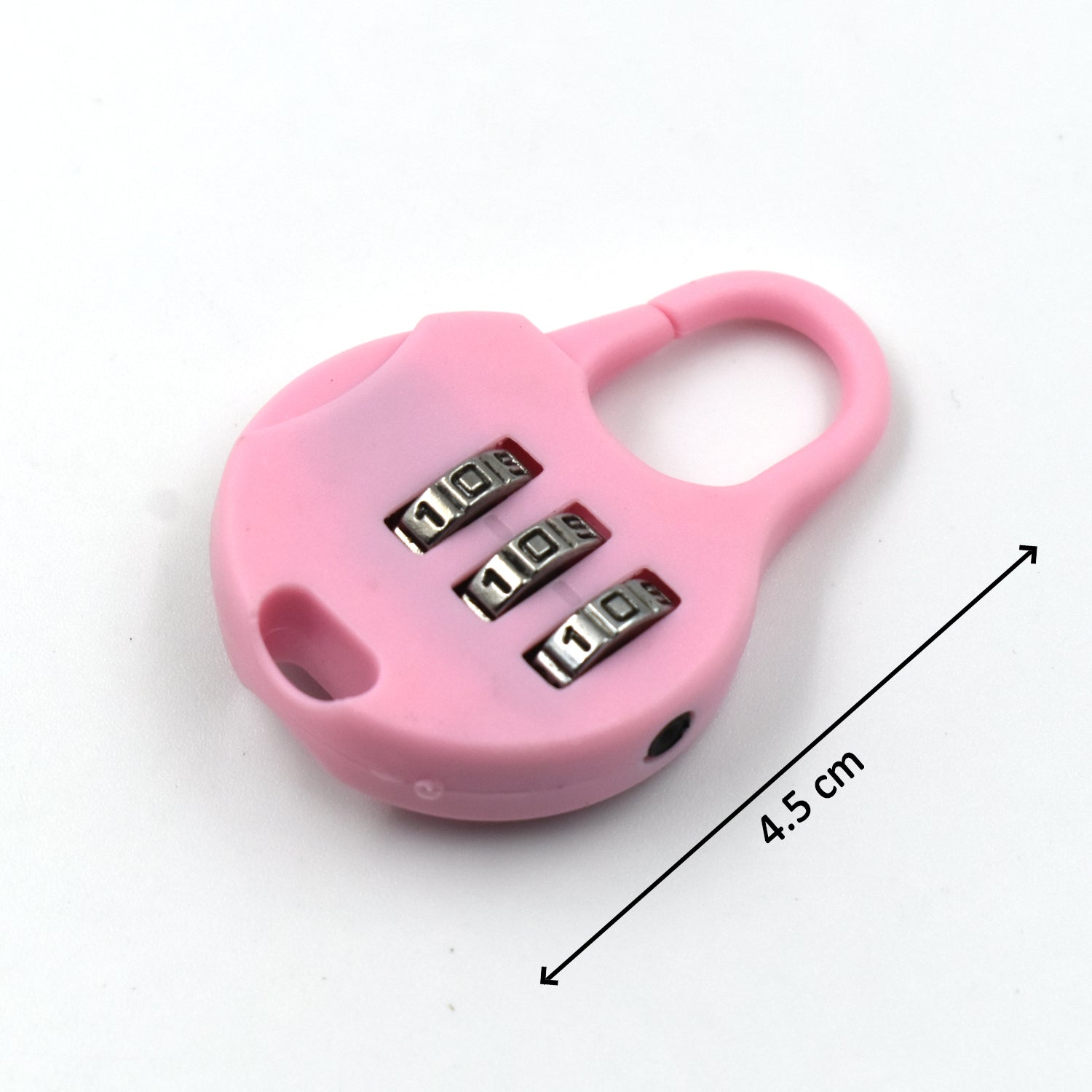 Pink Wukusy combination lock for luggage with three dials measuring 4.5 centimeters