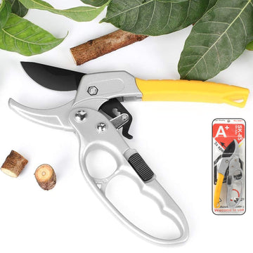 Wukusy professional gardening shears with yellow handle and sharp blades for precise pruning