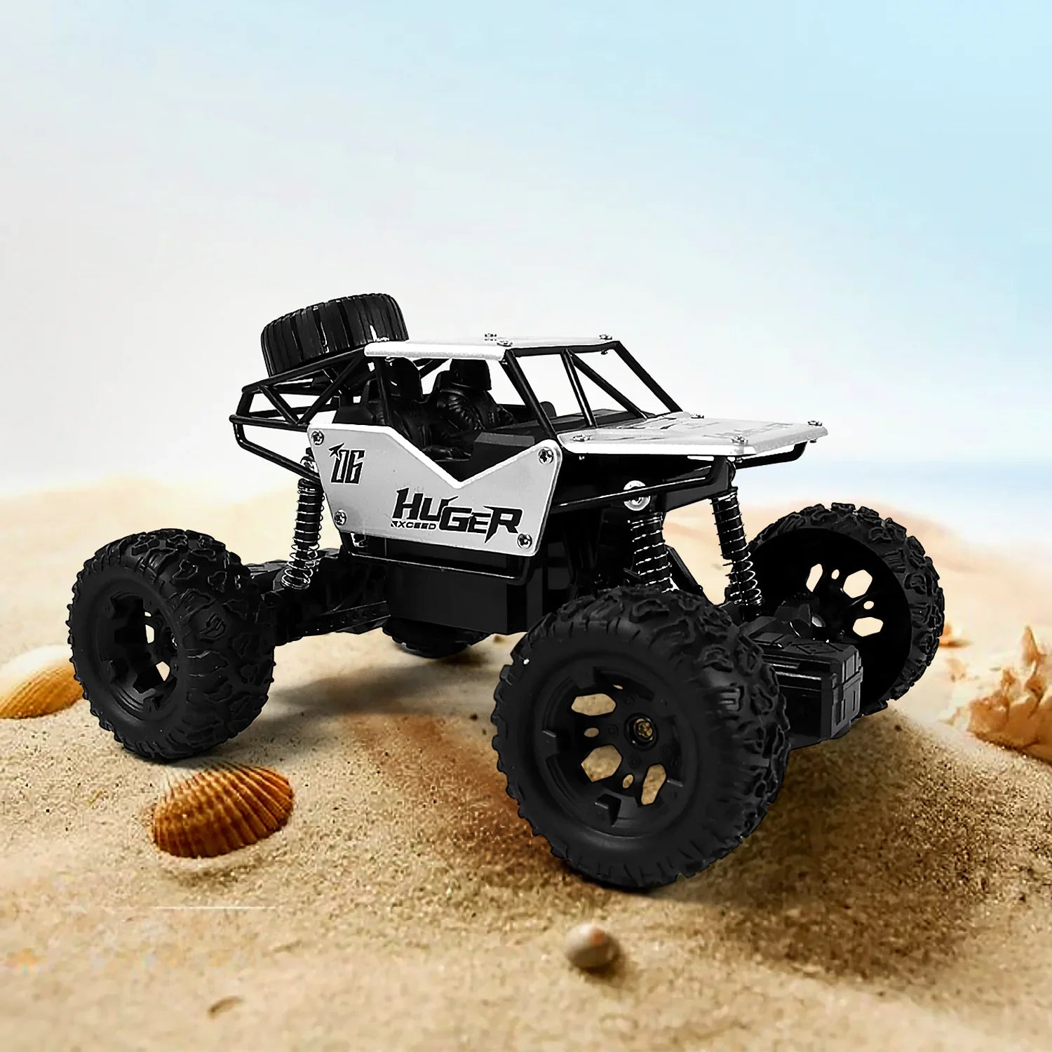 Remote Control Stunt Racing Truck with ABS Frame - Market FindsMarket Findsremote control stunt racing truck on sand with large rugged tires for off - road fun
