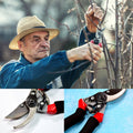Wukusy sharp garden cutter for flowers with ergonomic handles shown in close-up and in use by gardener
