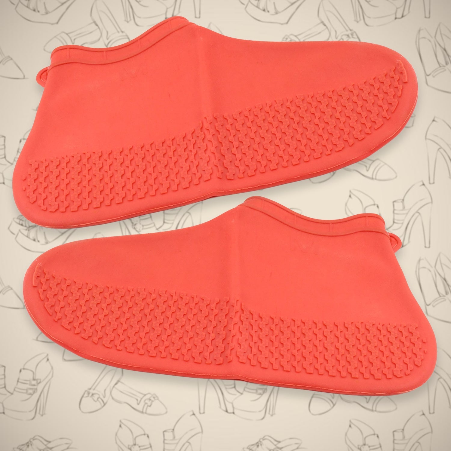 Wukusy silicone shoe covers waterproof in red with textured non-slip sole for home improvement use
