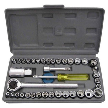 Wukusy socket combination toolkit for home with ratchet wrench and various socket sizes in a gray carrying case