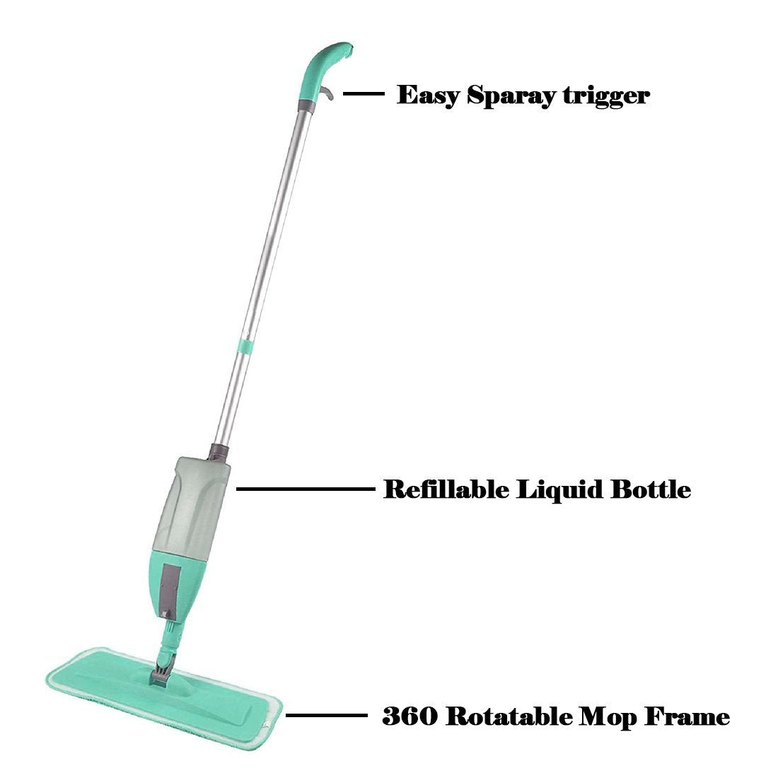 Wukusy best mop for tile and wood floors with easy spray trigger refillable bottle and 360 rotatable mop frame