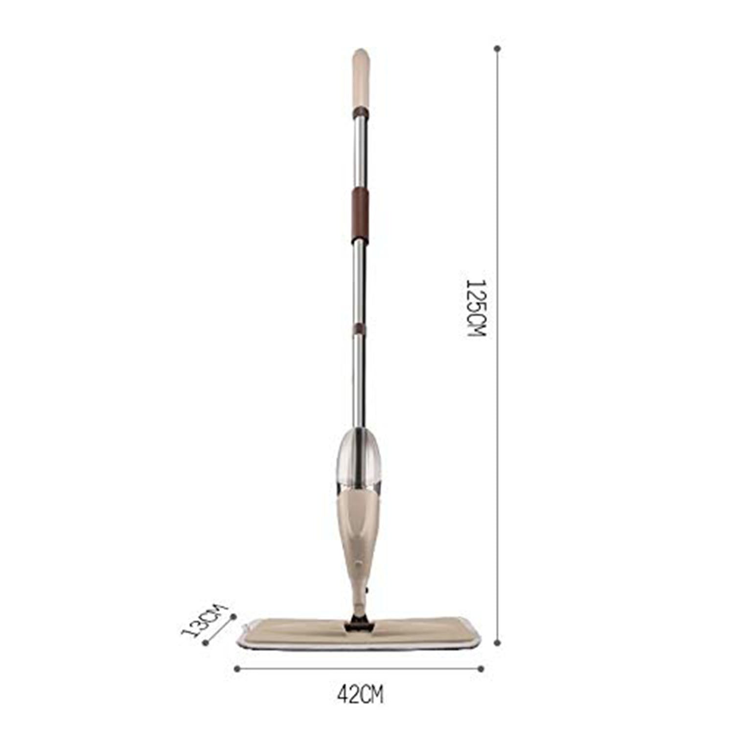 Wukusy spray mop with washable pad measuring 42cm wide and 125cm tall for home cleaning