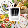 Wukusy 2 in 1 yogurt maker and strainer with black container and clear base surrounded by fresh fruit and yogurt recipes