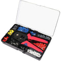 Wukusy wire ferrule kit with crimper and assorted colored ferrules in a black plastic case
