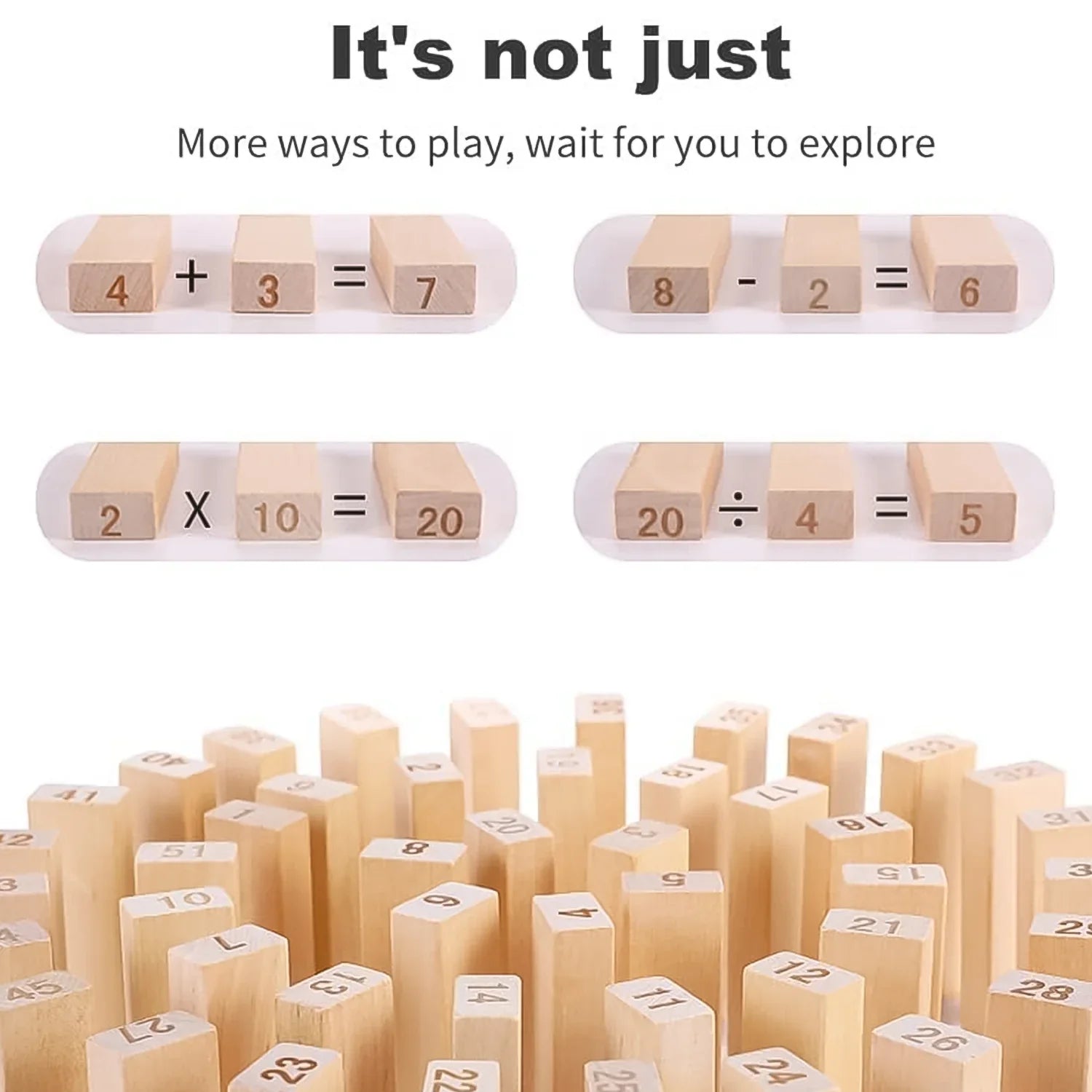 Wooden Stacking Tower Game Classic Blocks - Market FindsMarket Findswooden stacking tower game with numbered blocks demonstrating math operations for educational play